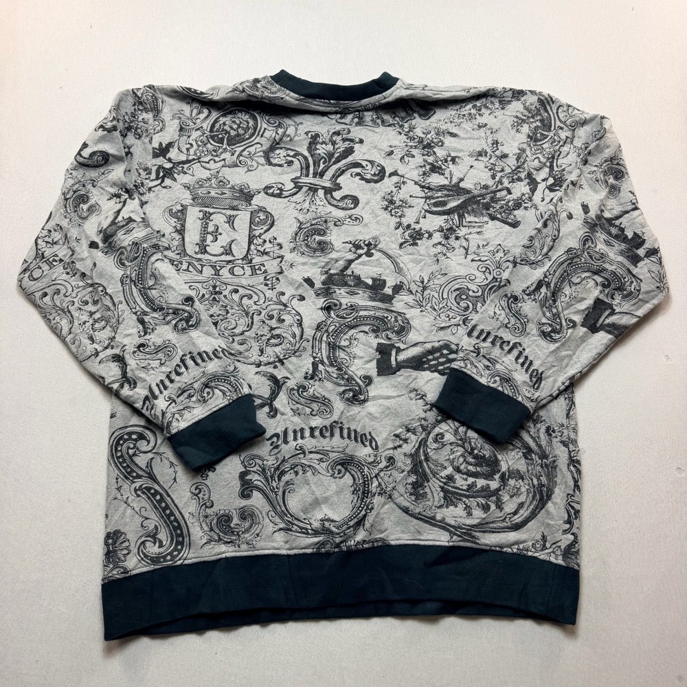Enyce Sweatshirt Mens 3XL XXXL Gray Black Baroque Toile Print Excellent Graphic